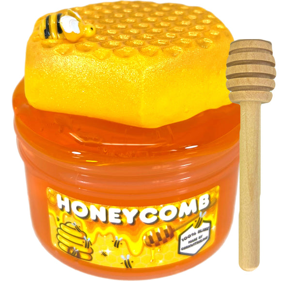 A honey themed slime with magical honey swirls and clay slime texture. Comes with a cute bee on the top and a honey dipper for the full experience.  